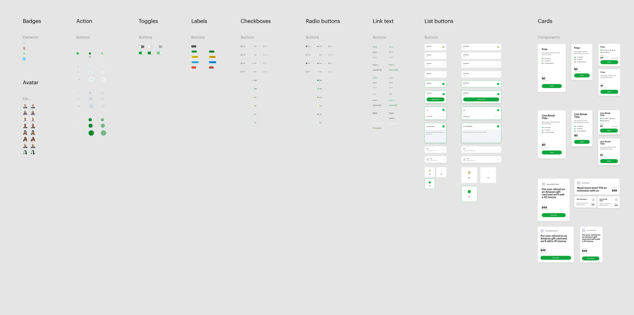 View of components used in the design system.