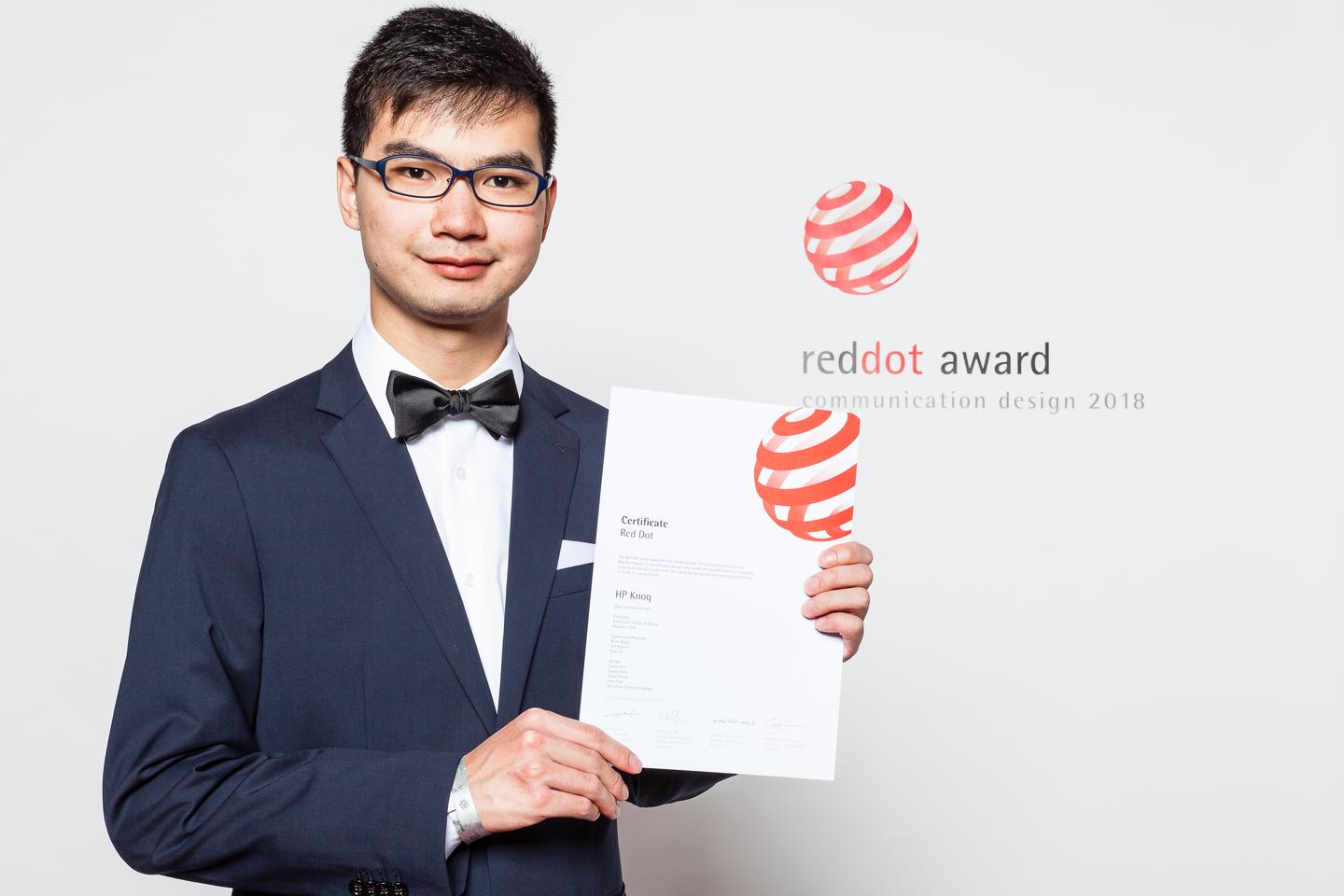 Picture of me recieving our Red Dot Award certificate