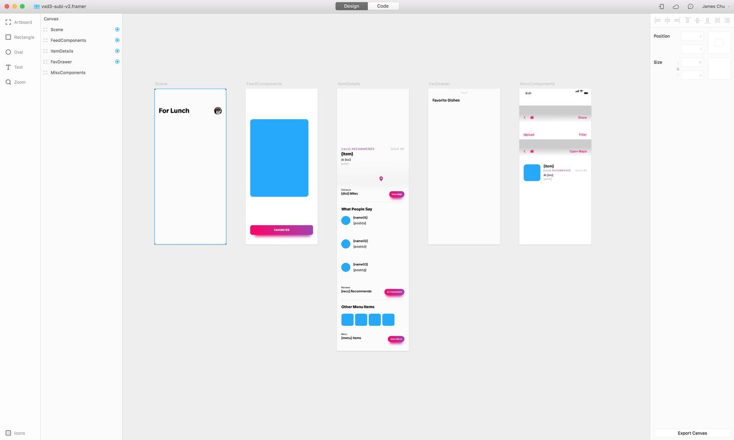 Screenshot of Framer design mode